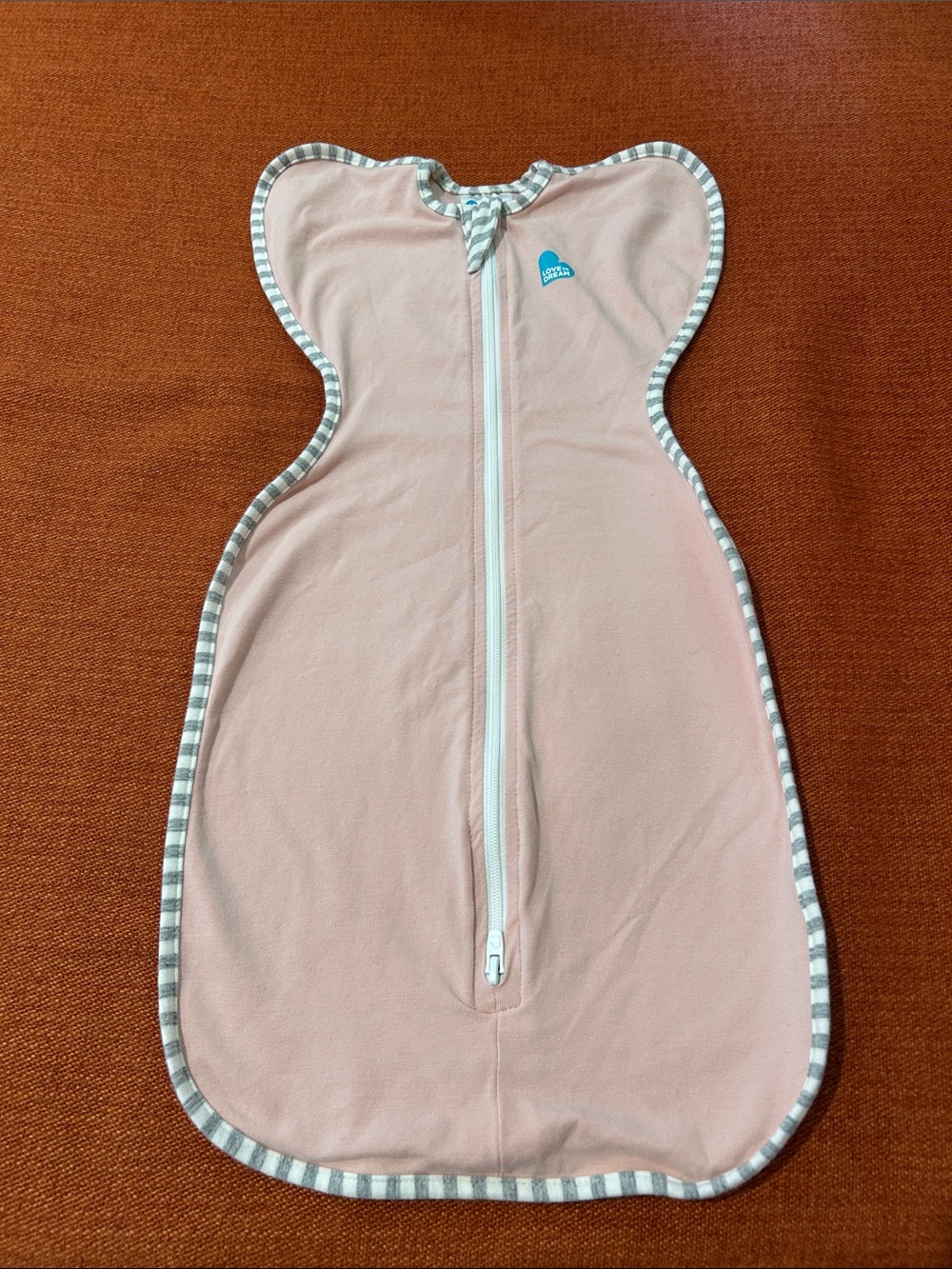 Love to Dream Pink Sleep Sack with Gray Stripe Trim